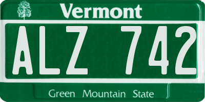 VT license plate ALZ742