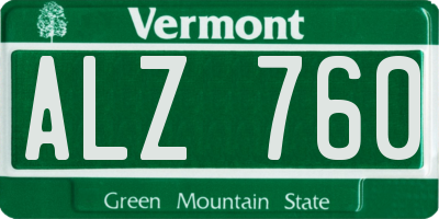 VT license plate ALZ760