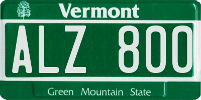 VT license plate ALZ800