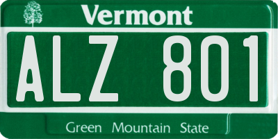 VT license plate ALZ801
