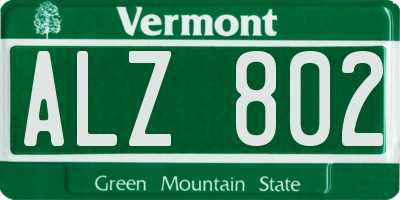 VT license plate ALZ802