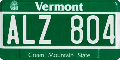 VT license plate ALZ804