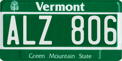 VT license plate ALZ806