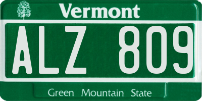 VT license plate ALZ809