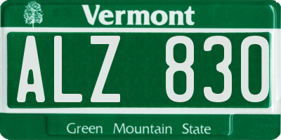 VT license plate ALZ830