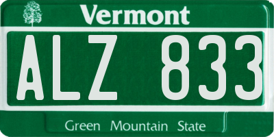 VT license plate ALZ833
