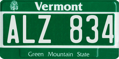 VT license plate ALZ834