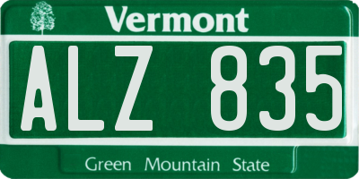 VT license plate ALZ835