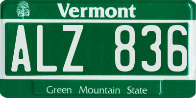 VT license plate ALZ836