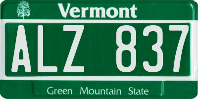 VT license plate ALZ837