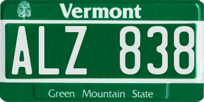 VT license plate ALZ838