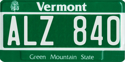 VT license plate ALZ840