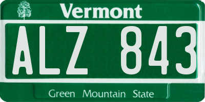 VT license plate ALZ843