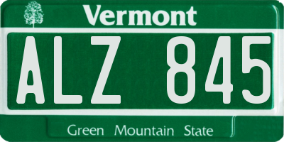 VT license plate ALZ845