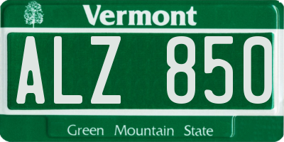 VT license plate ALZ850