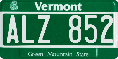 VT license plate ALZ852