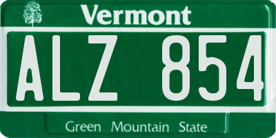 VT license plate ALZ854
