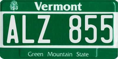 VT license plate ALZ855