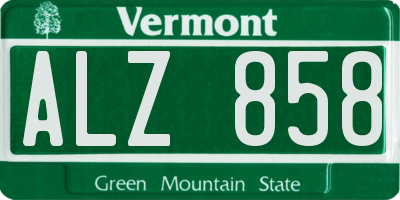 VT license plate ALZ858