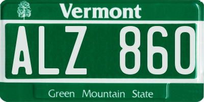 VT license plate ALZ860