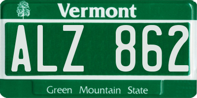 VT license plate ALZ862