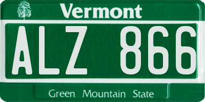 VT license plate ALZ866