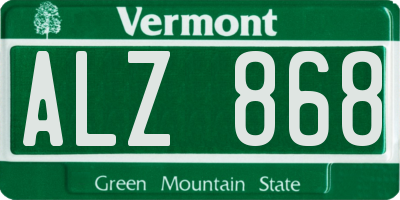 VT license plate ALZ868