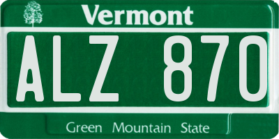 VT license plate ALZ870