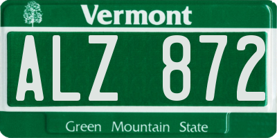 VT license plate ALZ872