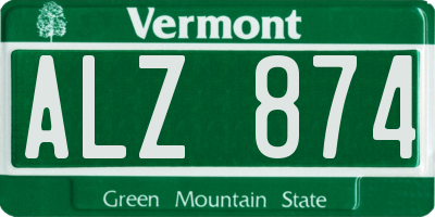 VT license plate ALZ874