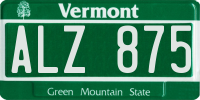 VT license plate ALZ875