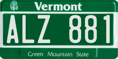 VT license plate ALZ881