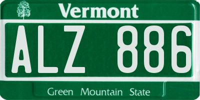 VT license plate ALZ886