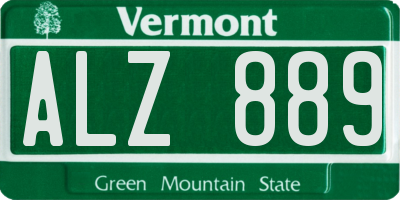 VT license plate ALZ889