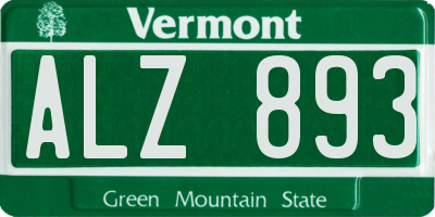 VT license plate ALZ893