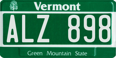 VT license plate ALZ898