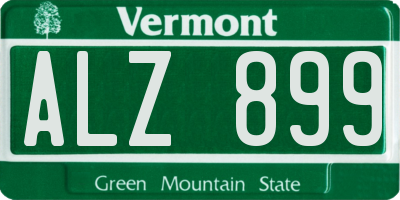 VT license plate ALZ899