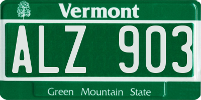 VT license plate ALZ903