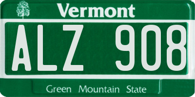 VT license plate ALZ908