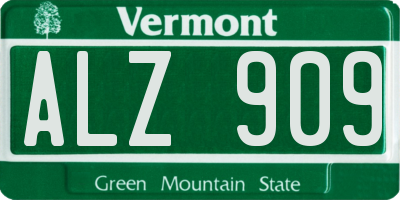VT license plate ALZ909