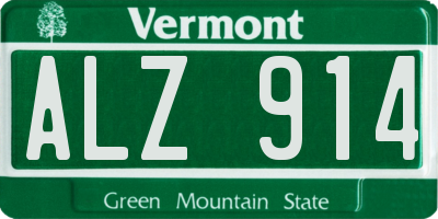 VT license plate ALZ914