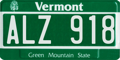 VT license plate ALZ918