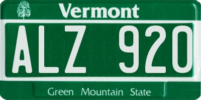 VT license plate ALZ920