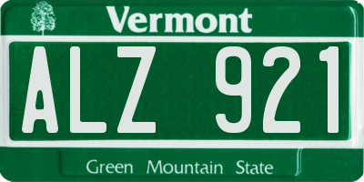 VT license plate ALZ921