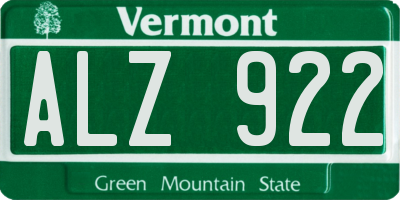VT license plate ALZ922