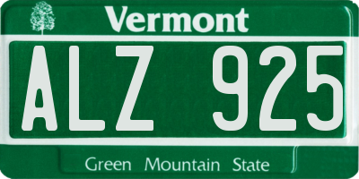 VT license plate ALZ925