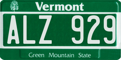 VT license plate ALZ929
