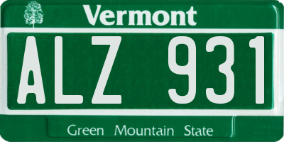 VT license plate ALZ931