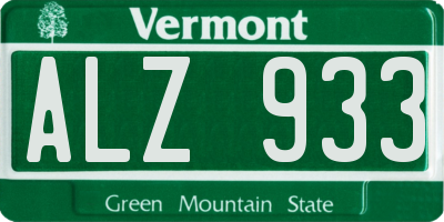 VT license plate ALZ933