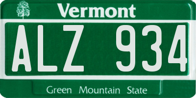 VT license plate ALZ934